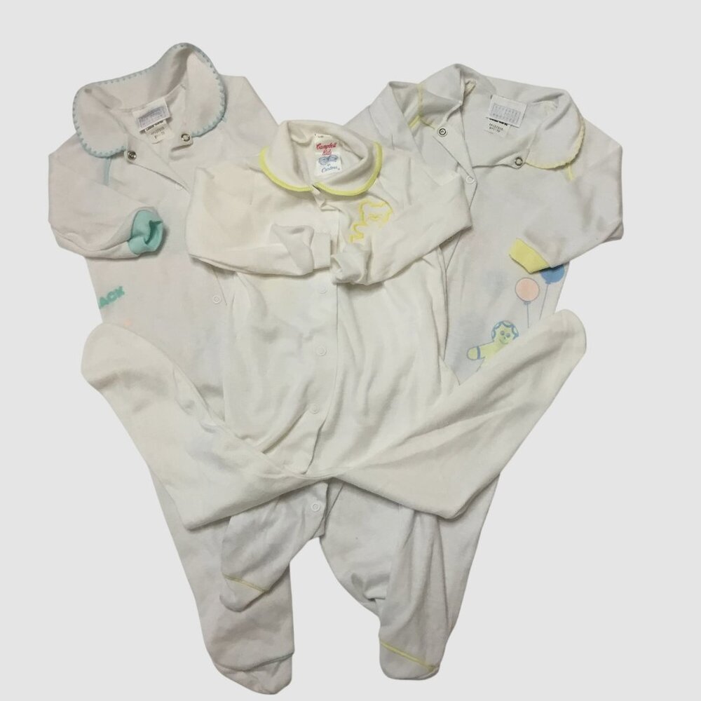 VTG 2 ALL MINE + 1 CAMPBELL KIDS CARTER'S Baby Pajama 18–24M Footed Sleepers VBC